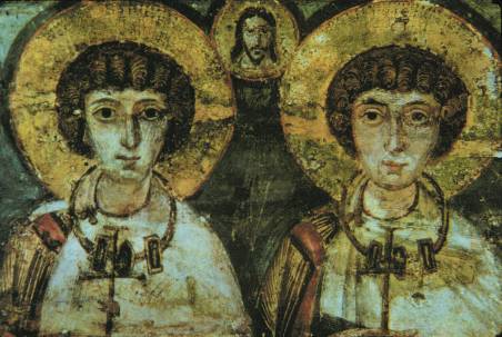 Detail of a 7th-century icon of Saints Sergius and Bacchus
