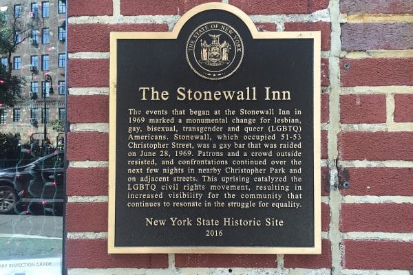 The plaque at the Stonewall Inn, New York City