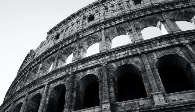 Black and white Colosseum in Rome