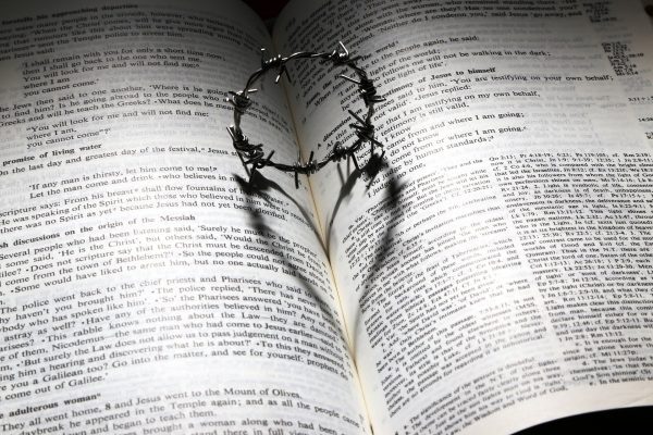 Crown of thorns resting on bible