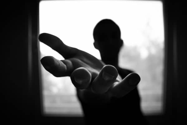Man's hand in shallow focus