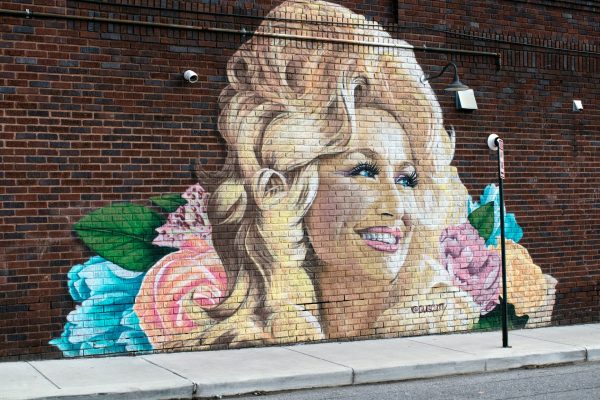Mural of Dolly Parton in West Asheville, N.C.
